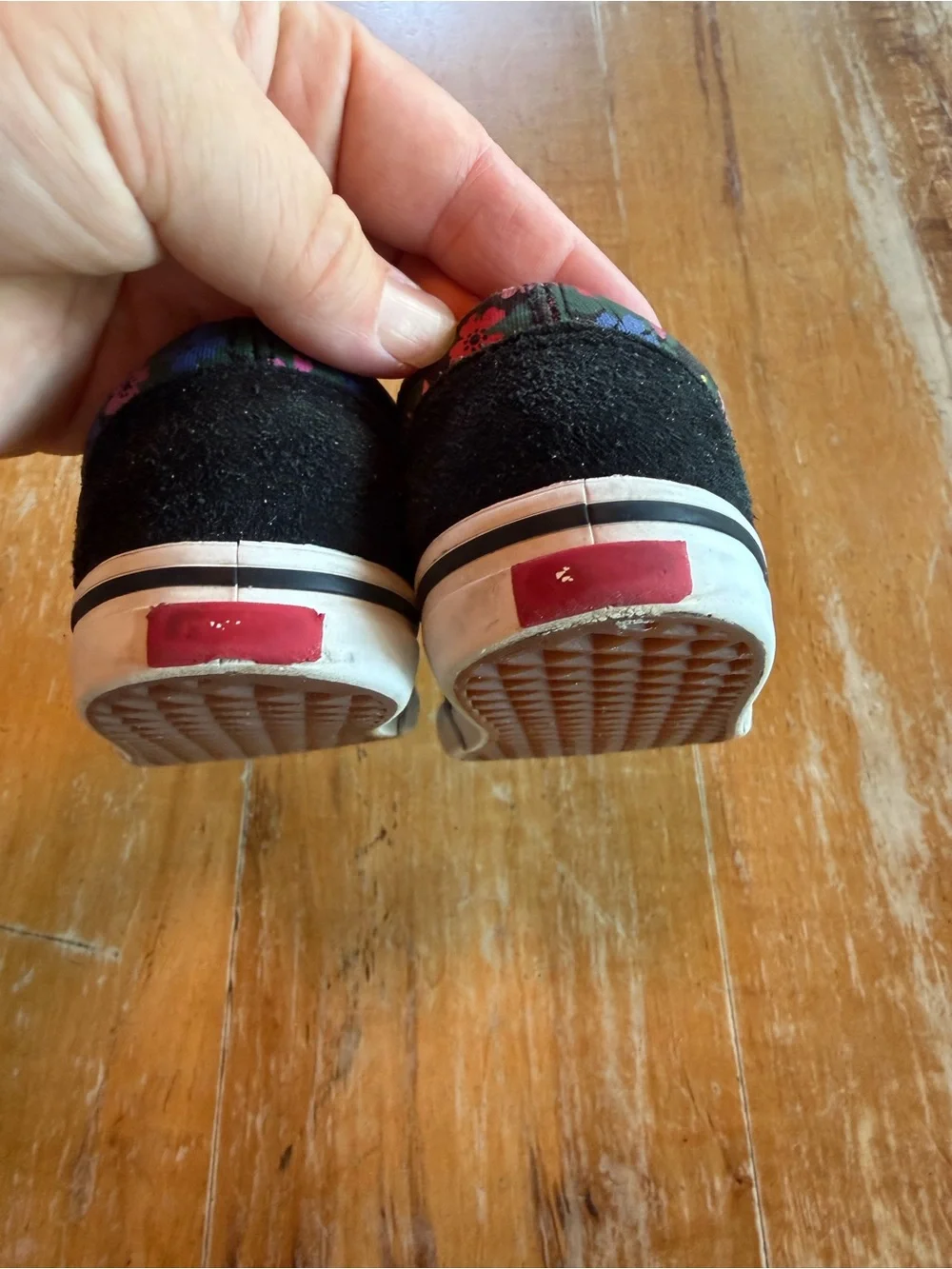 Vans Kids Black Floral Velcro Skate Shoes